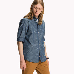 Tommy Hilfiger pánská modrá košile se vzorem - M (984)